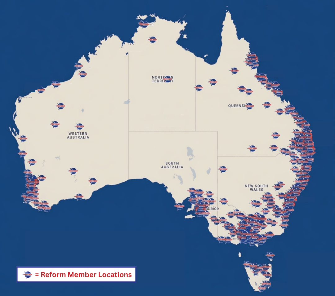 Australia map showing member locations